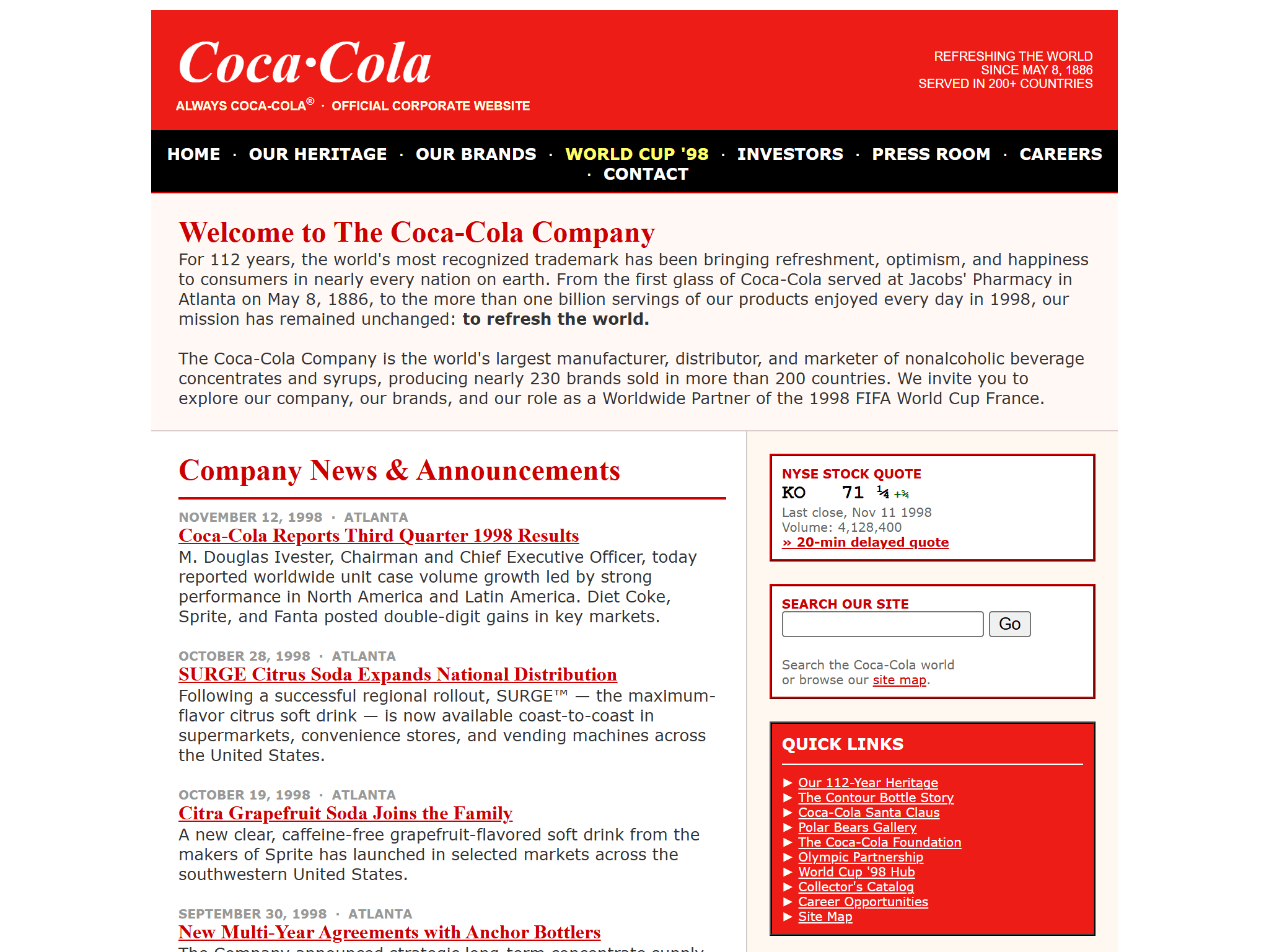 The Coca-Cola Company, reimagined for 1998