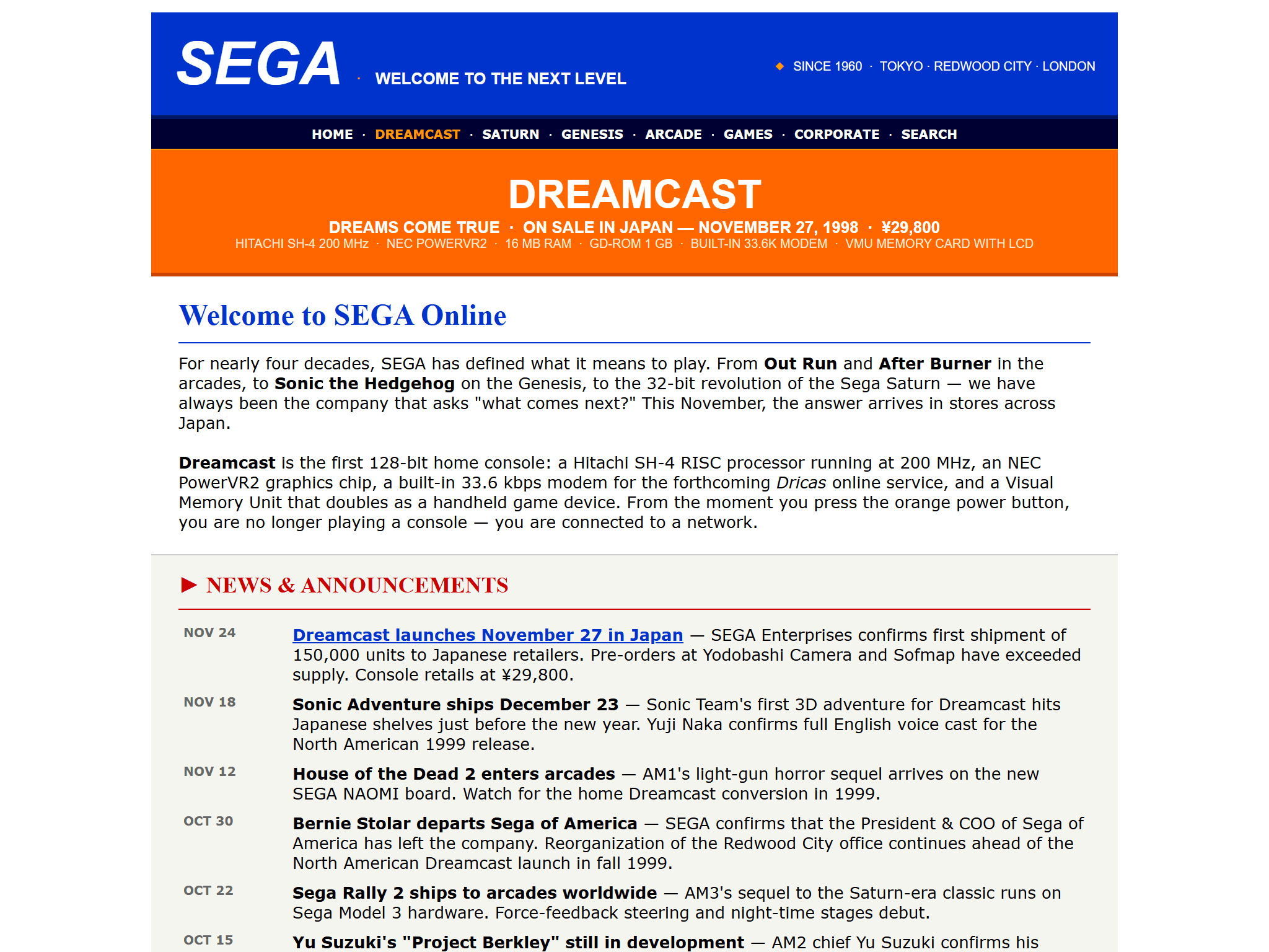 SEGA, reimagined for 1998