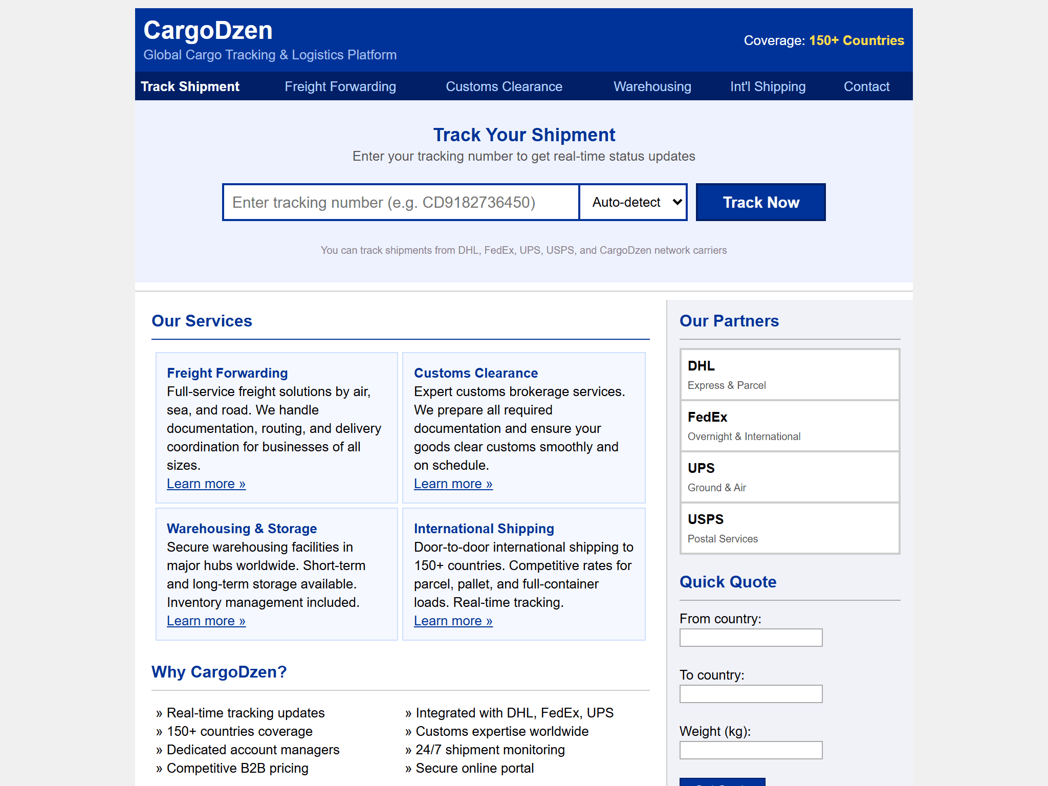 CargoDzen - Cargo Tracking & Logistics Platform, reimagined for 1998