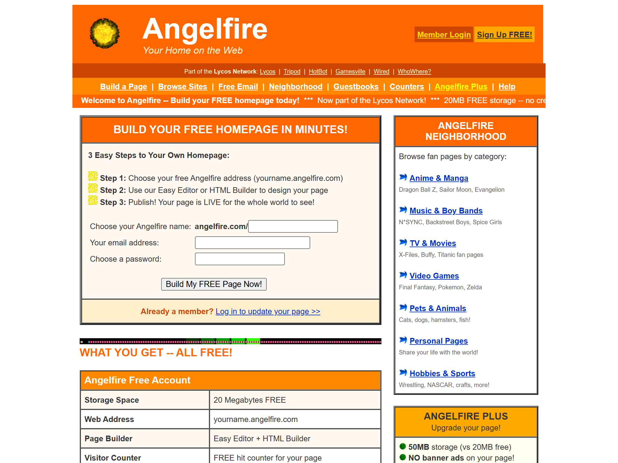 Angelfire, reimagined for 1998