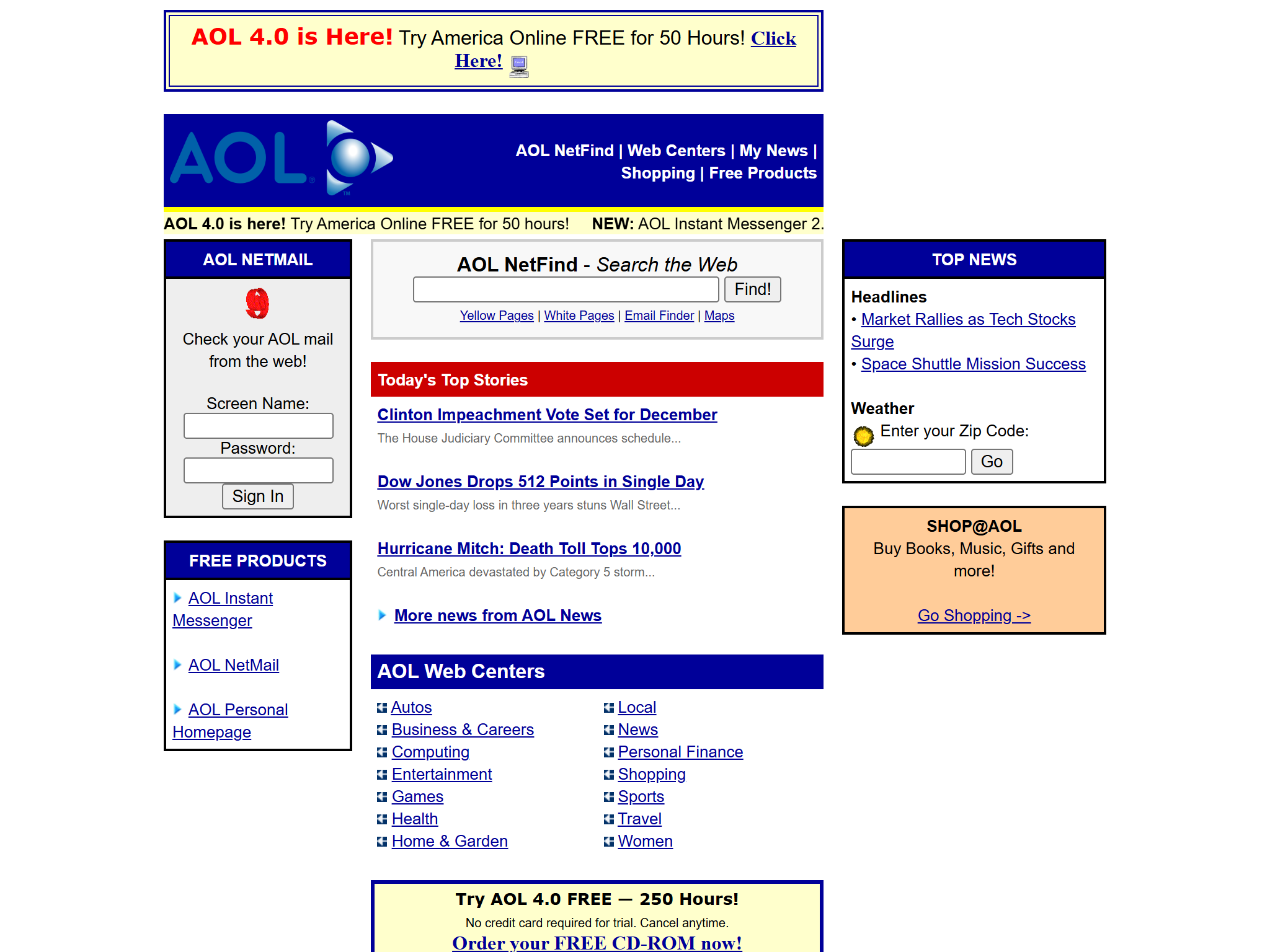 AOL.com, reimagined for 1998