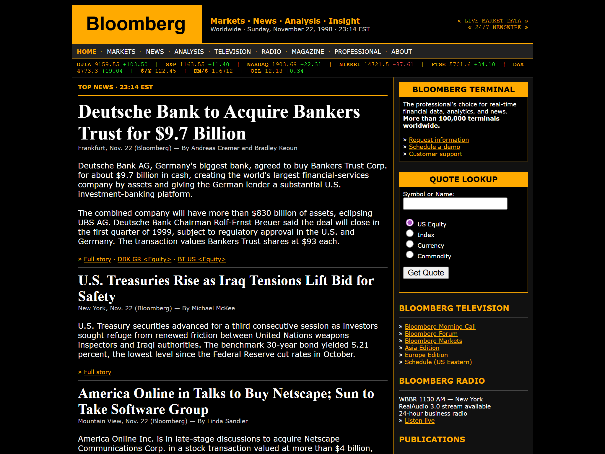 Bloomberg.com, reimagined for 1998