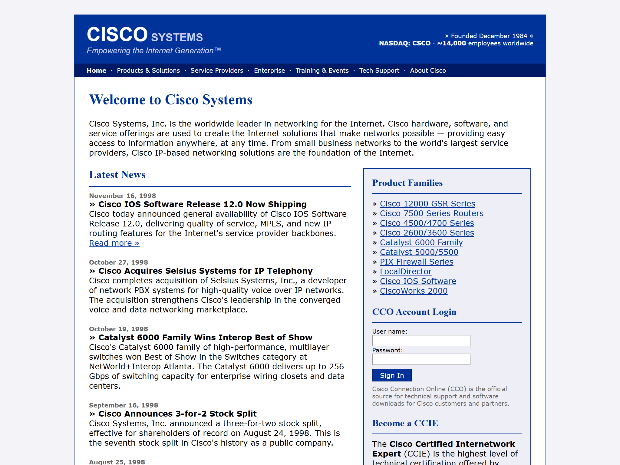 Cisco Systems, reimagined for 1998