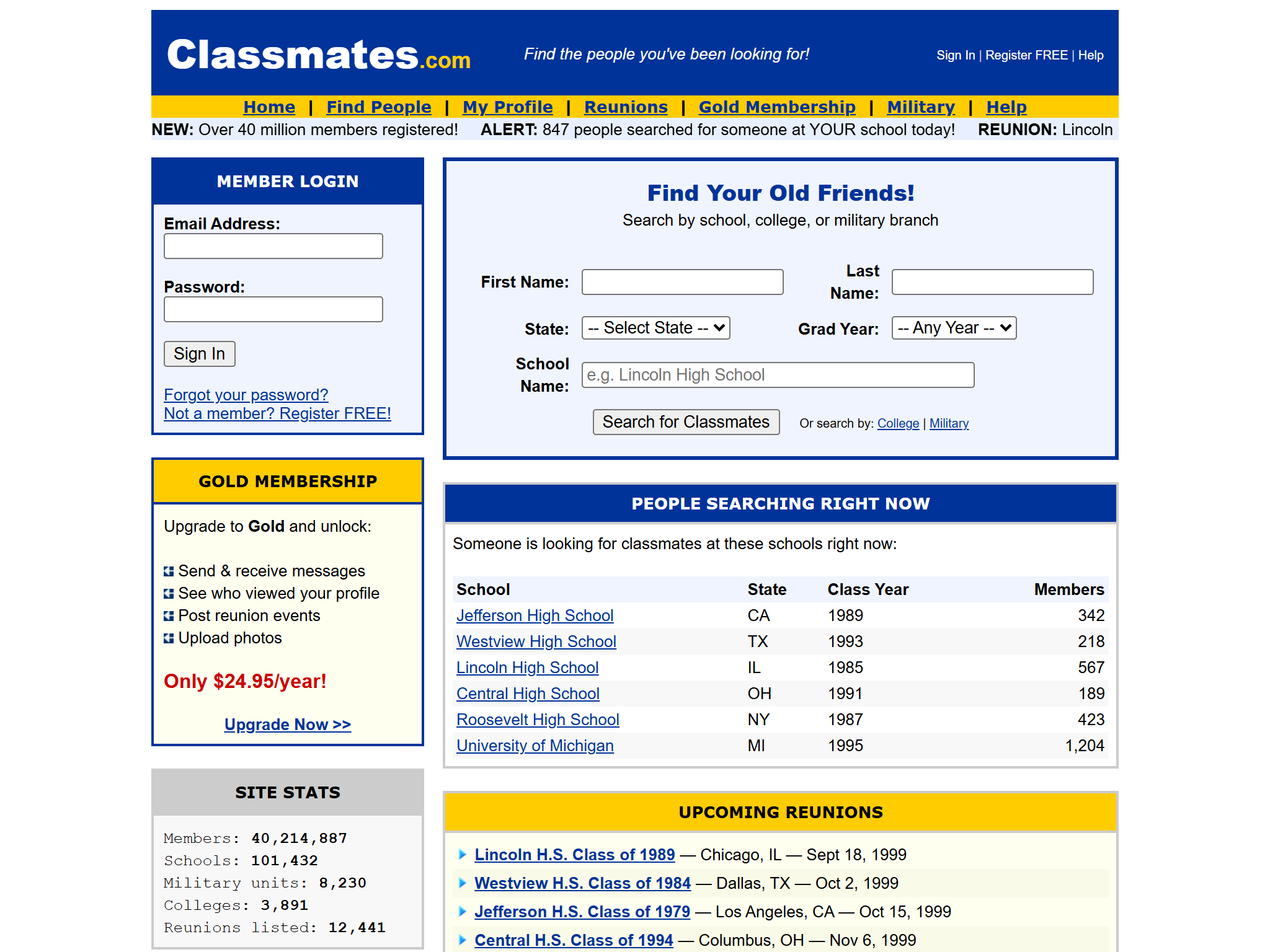 Classmates.com, reimagined for 1998