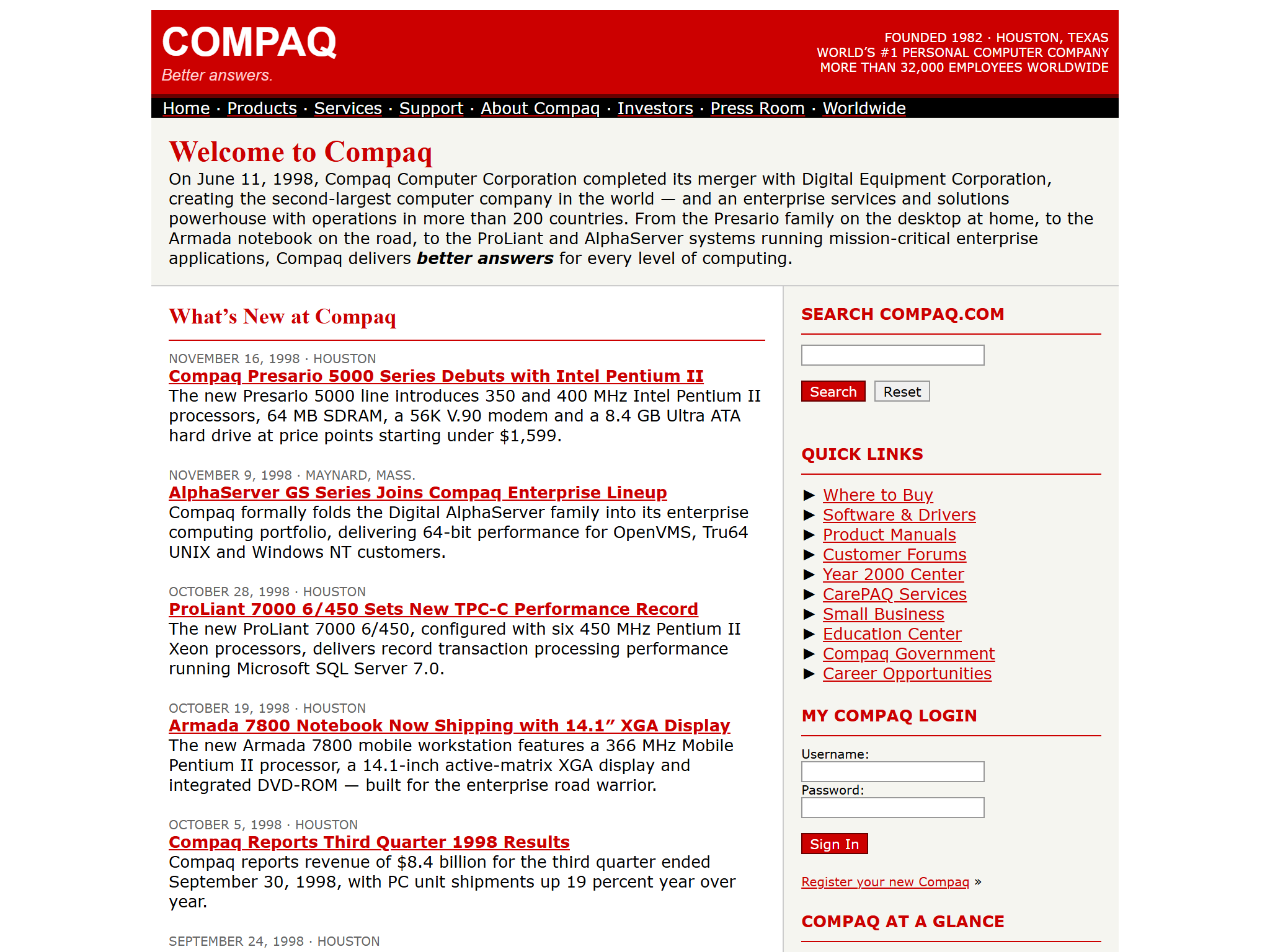Compaq Computer Corporation, reimagined for 1998