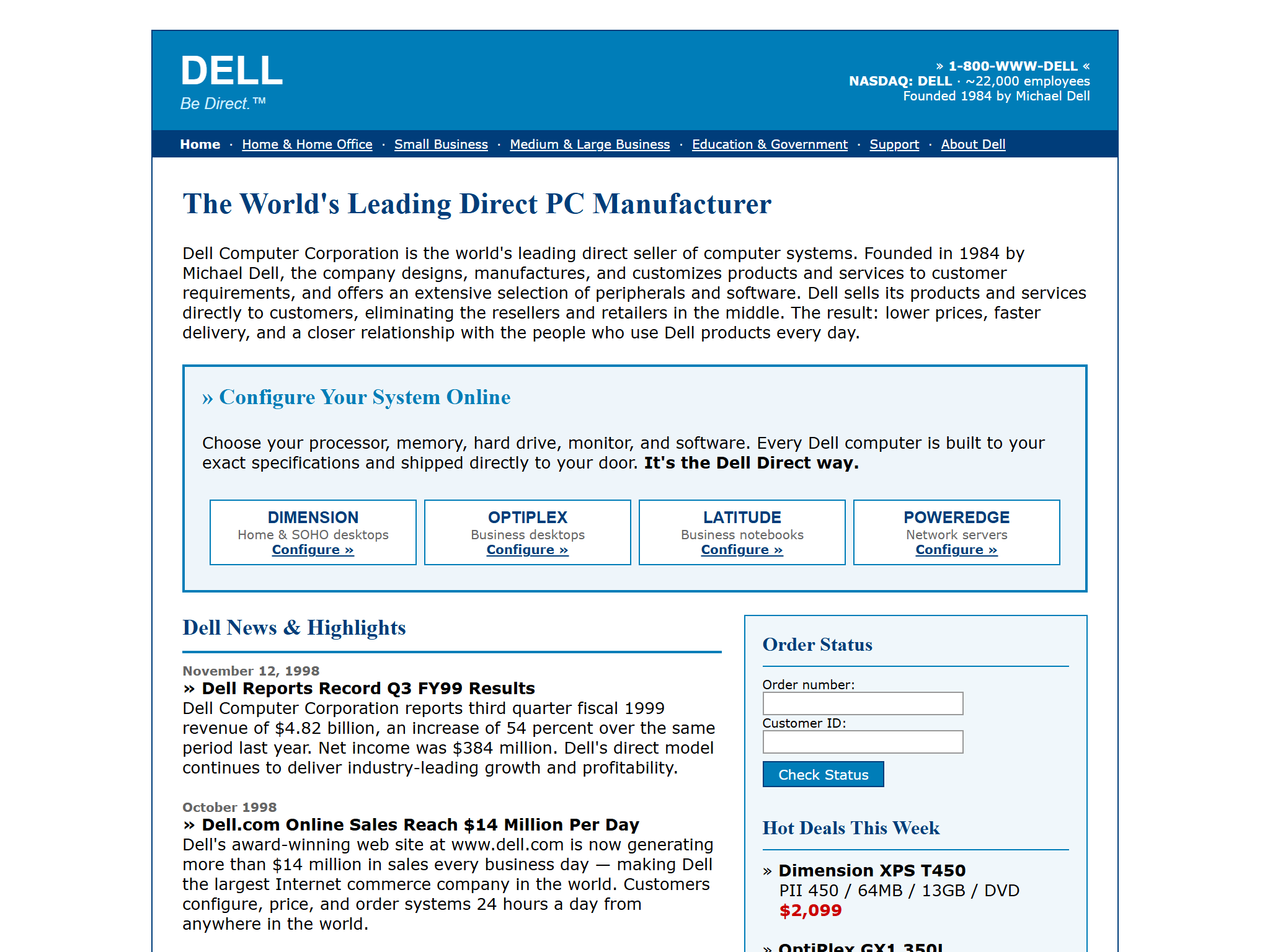 Dell Computer Corporation, reimagined for 1998