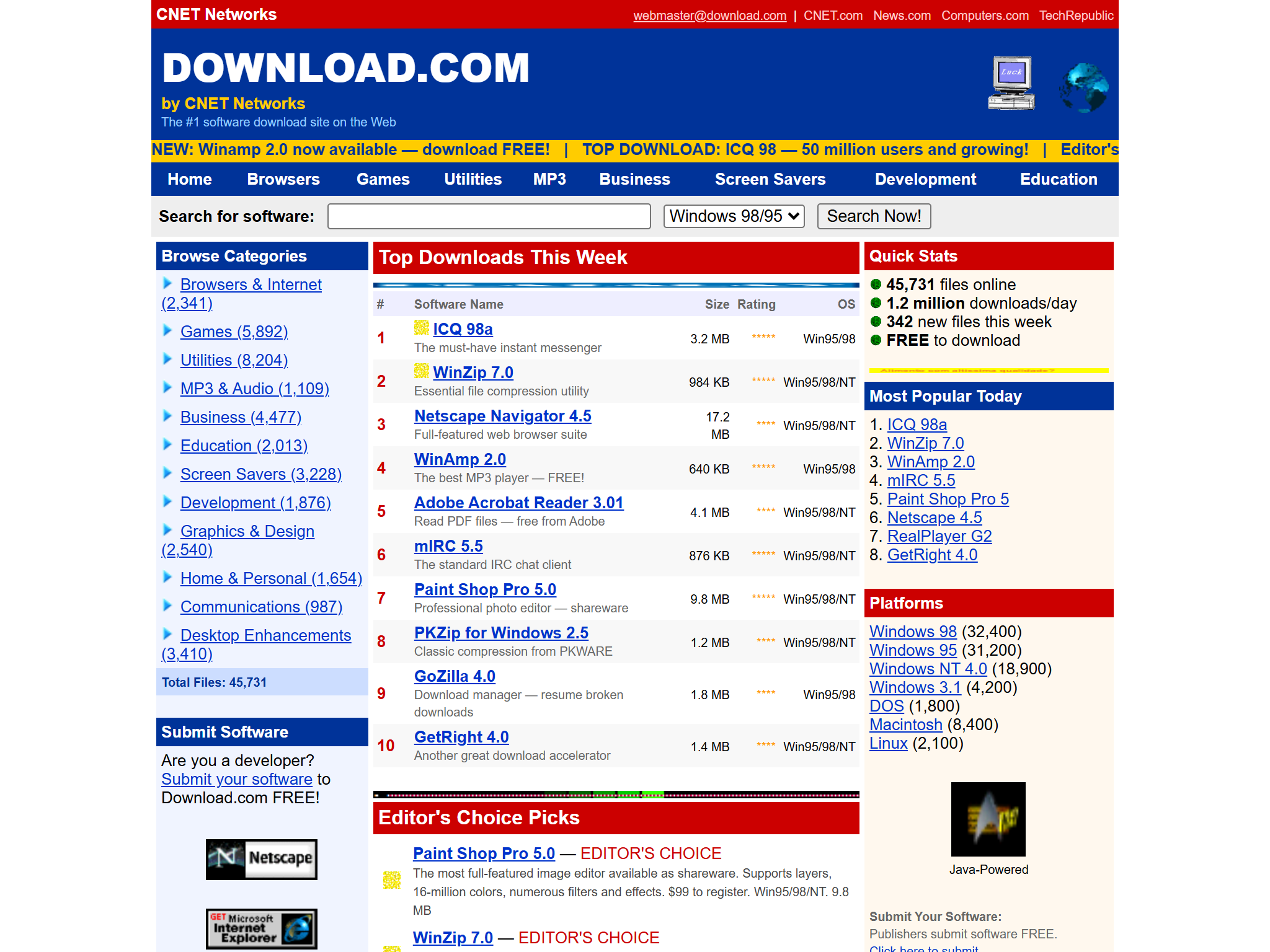 Download.com, reimagined for 1998