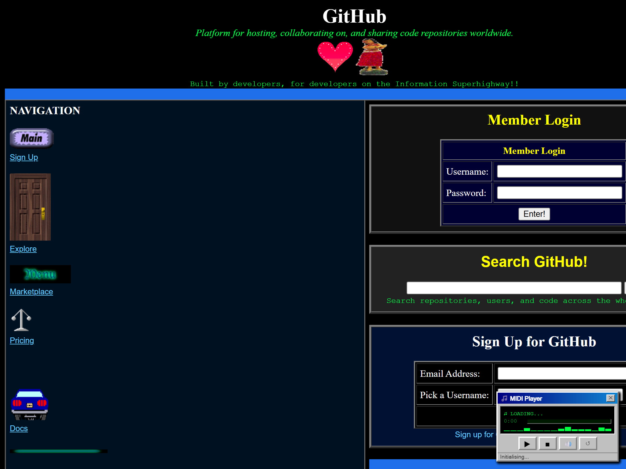 GitHub, reimagined for 1998