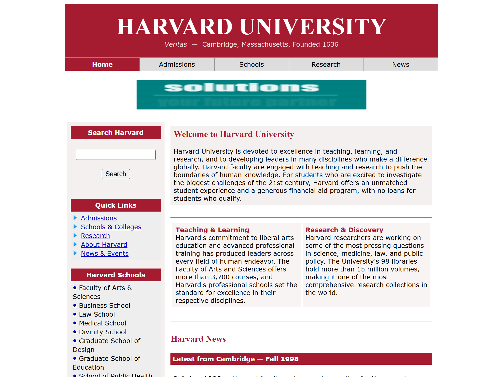 Harvard University, reimagined for 1998