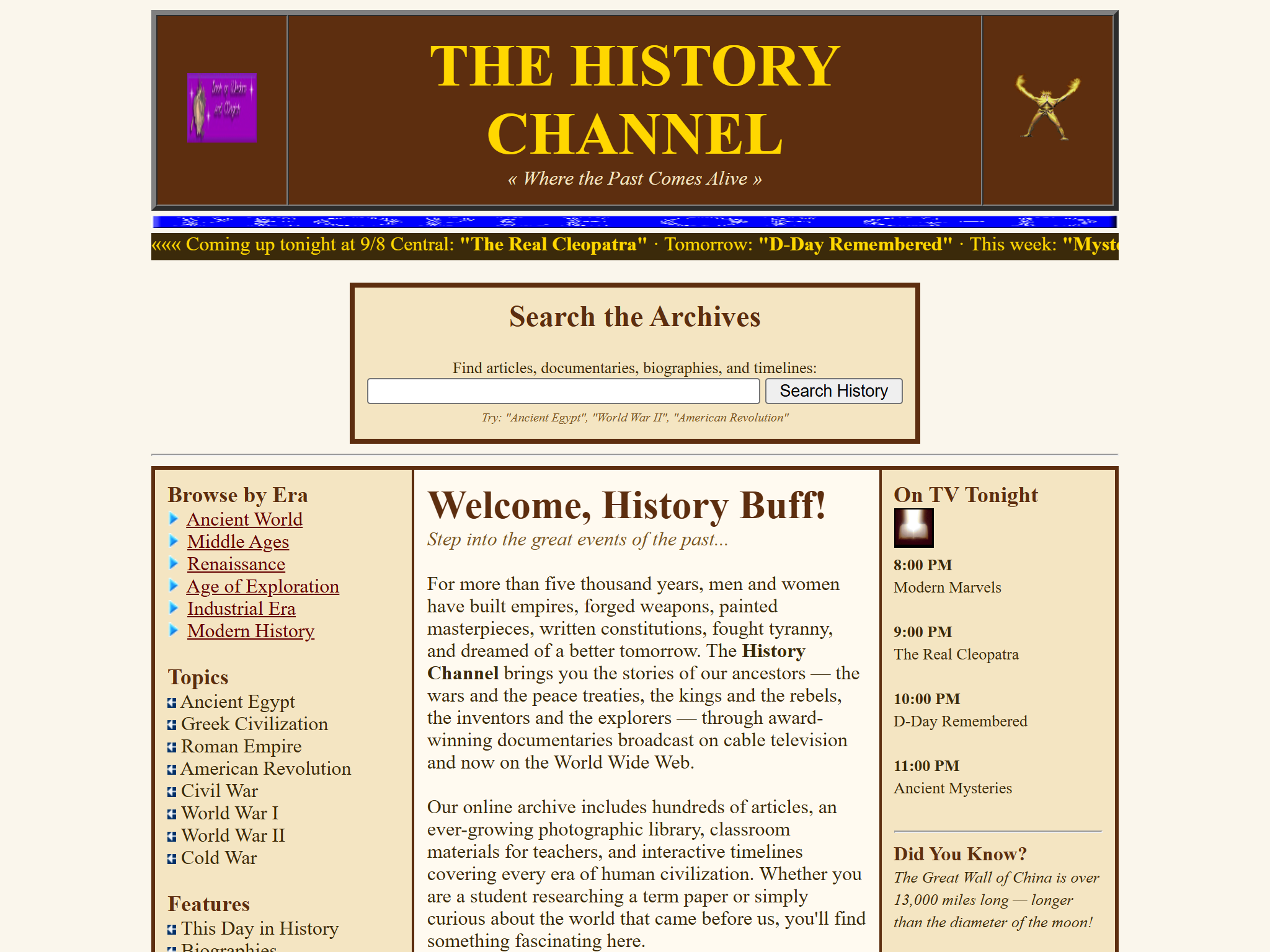 The History Channel, reimagined for 1998