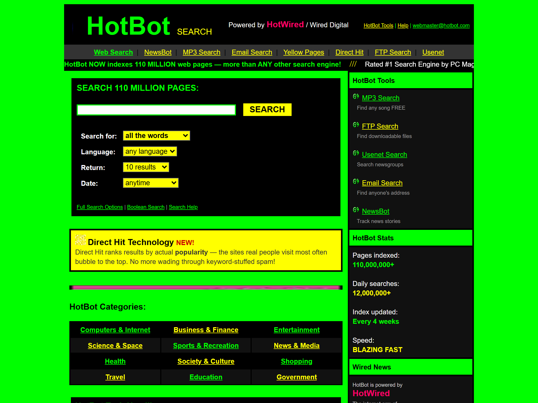 HotBot, reimagined for 1998