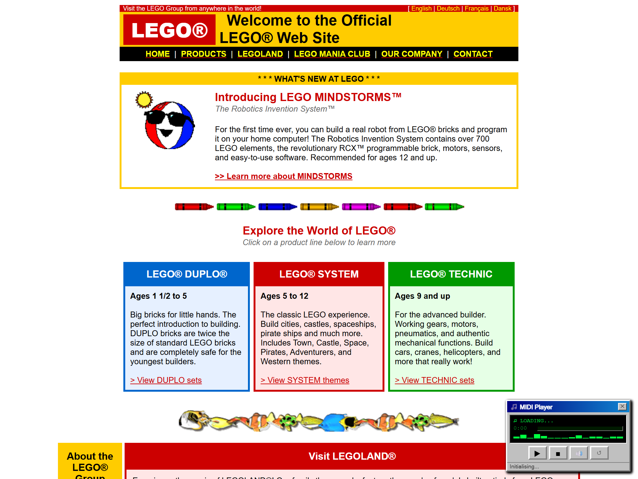 The Official LEGO Web Site - LEGO Group, reimagined for 1998