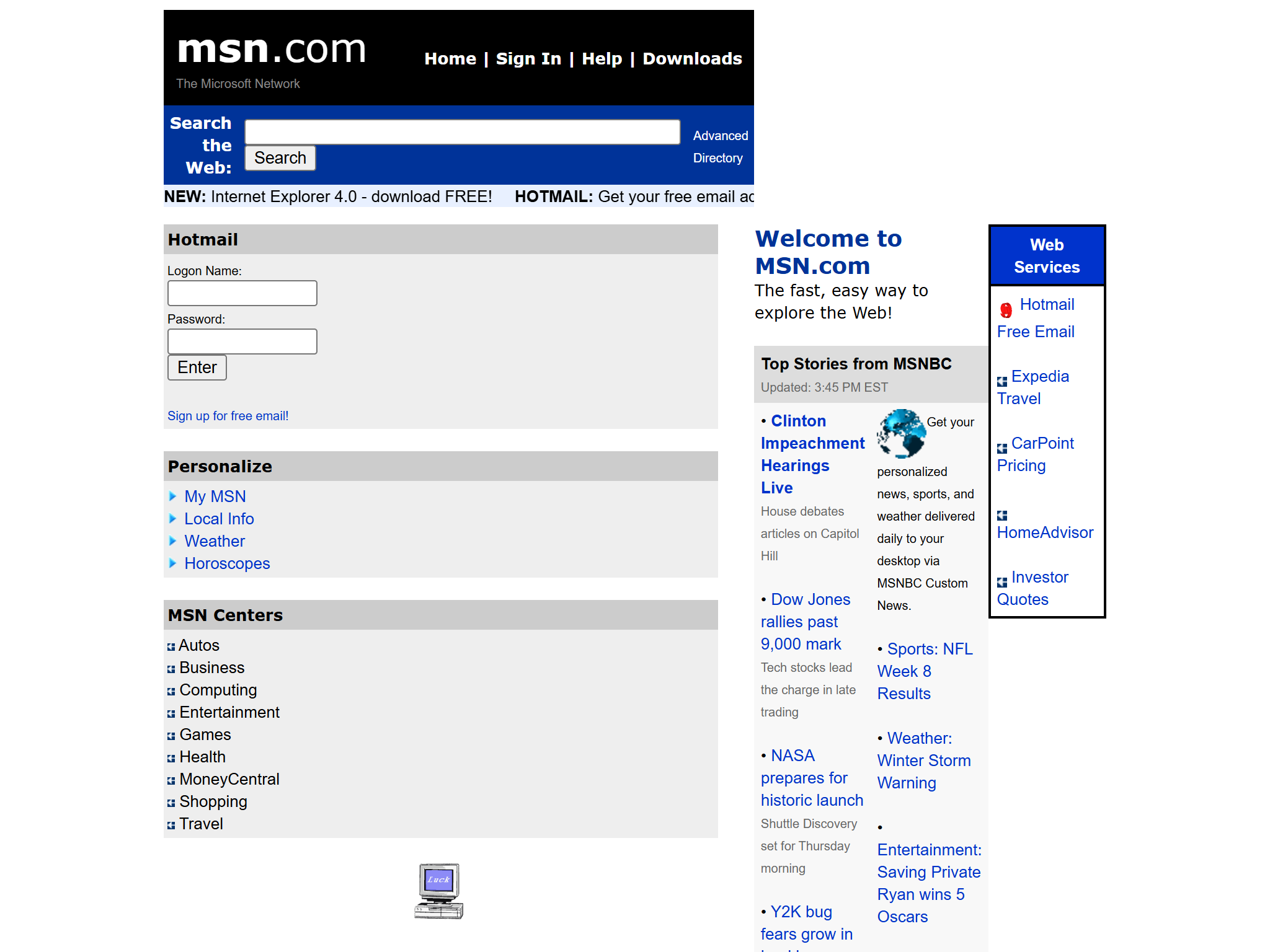 MSN, reimagined for 1998