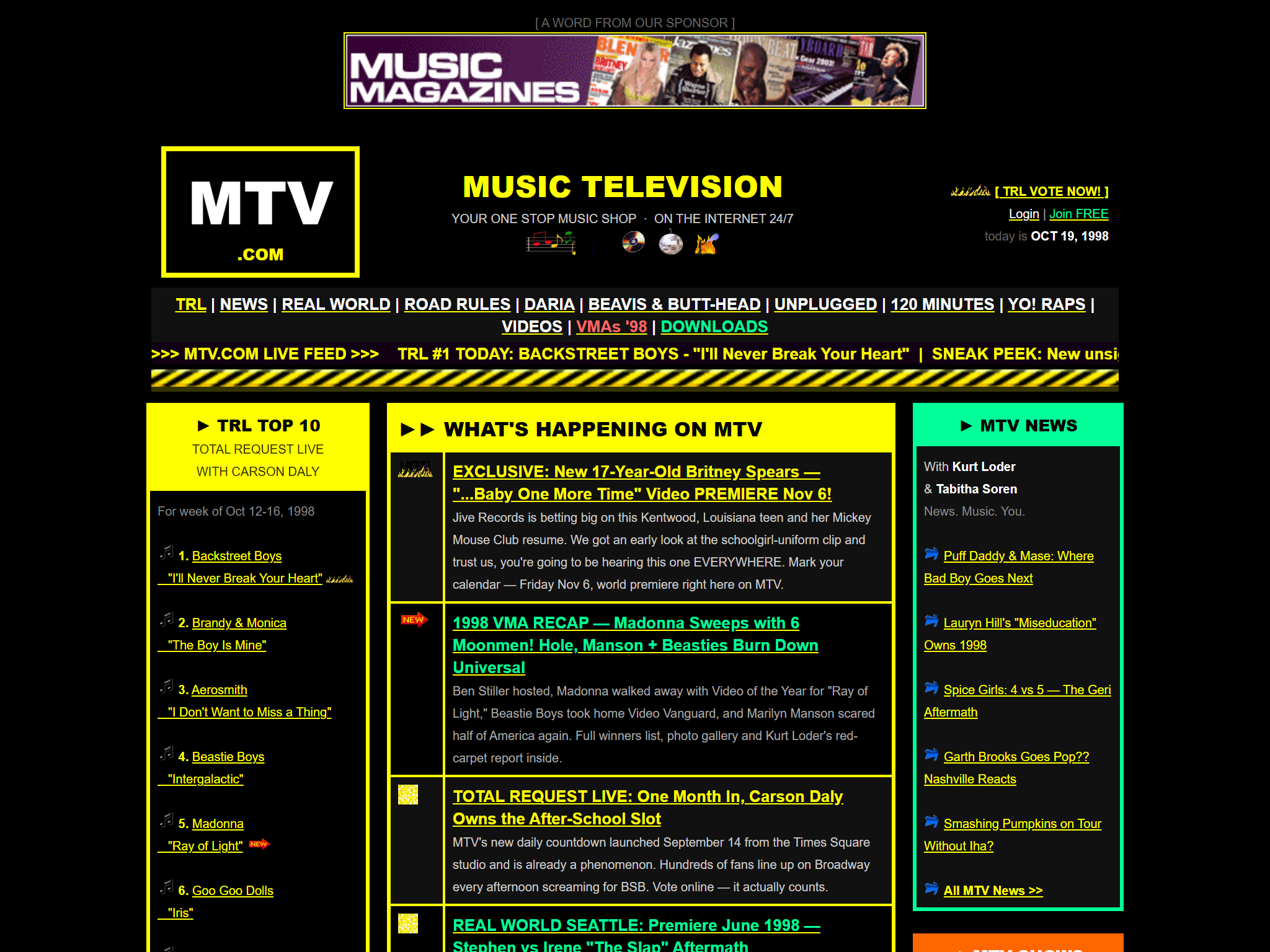 MTV.com — Music Television Online, reimagined for 1998