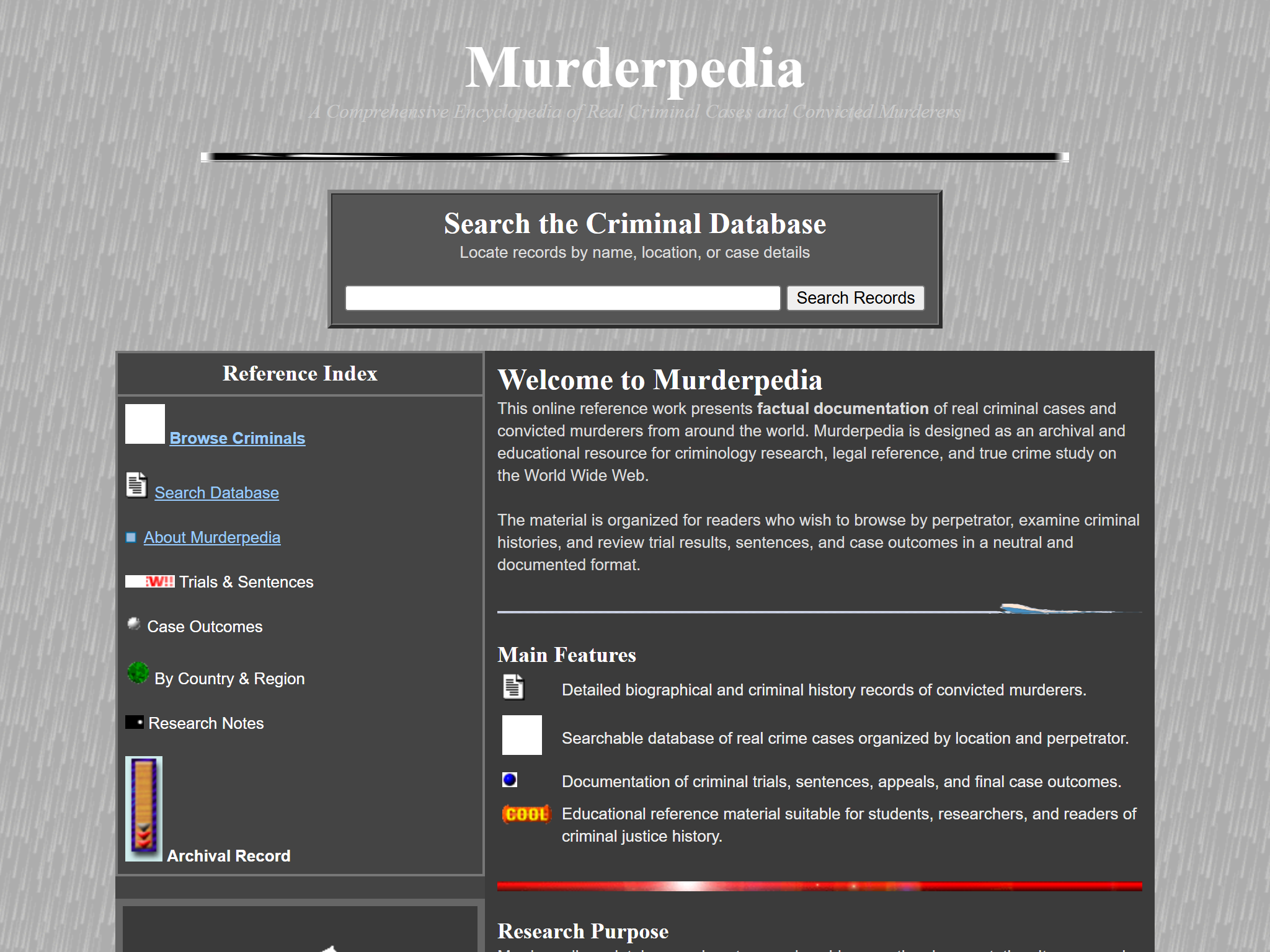 Murderpedia, reimagined for 1998