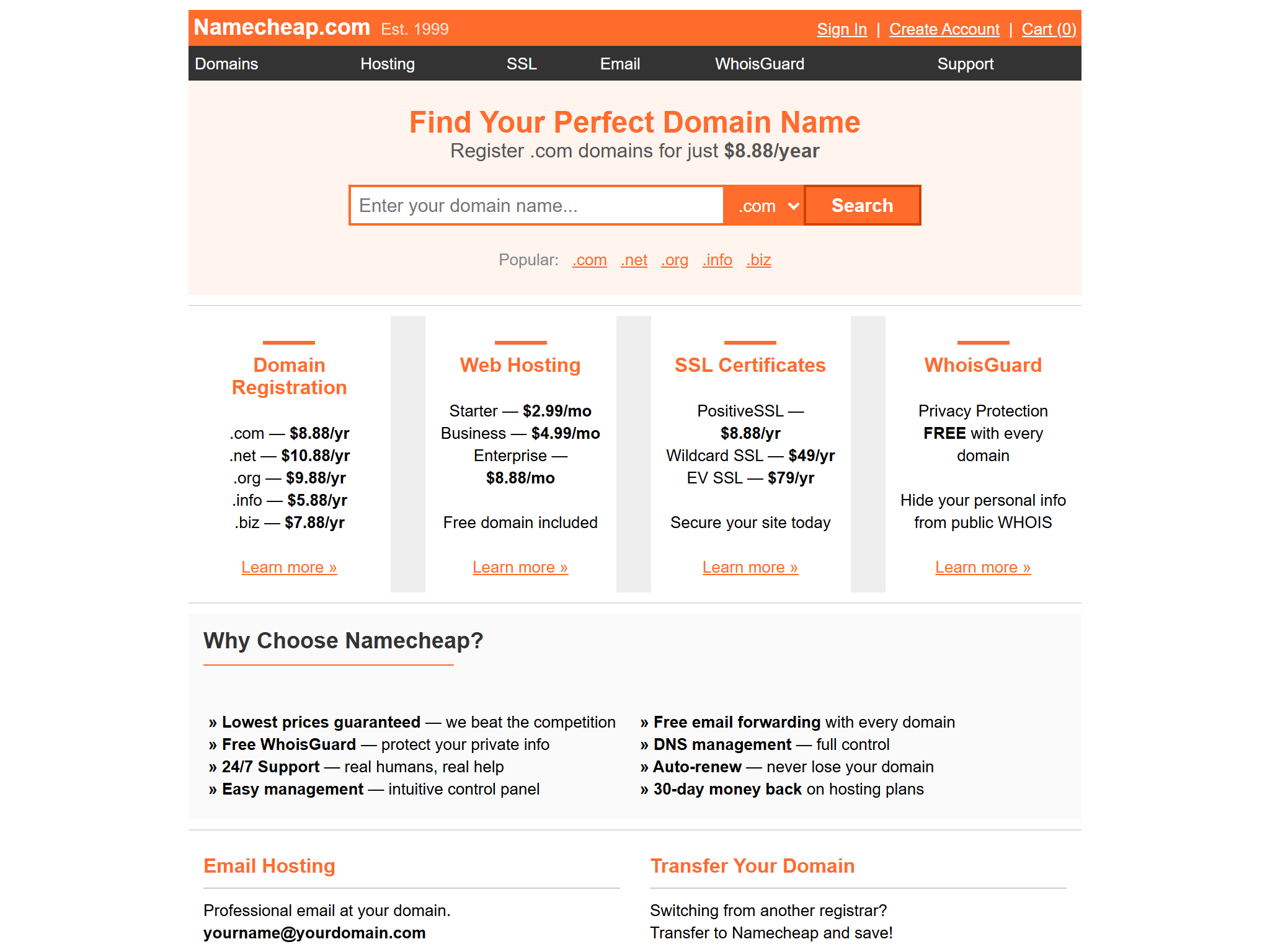 Namecheap.com - Affordable Domain Registration & Web Hosting, reimagined for 1998