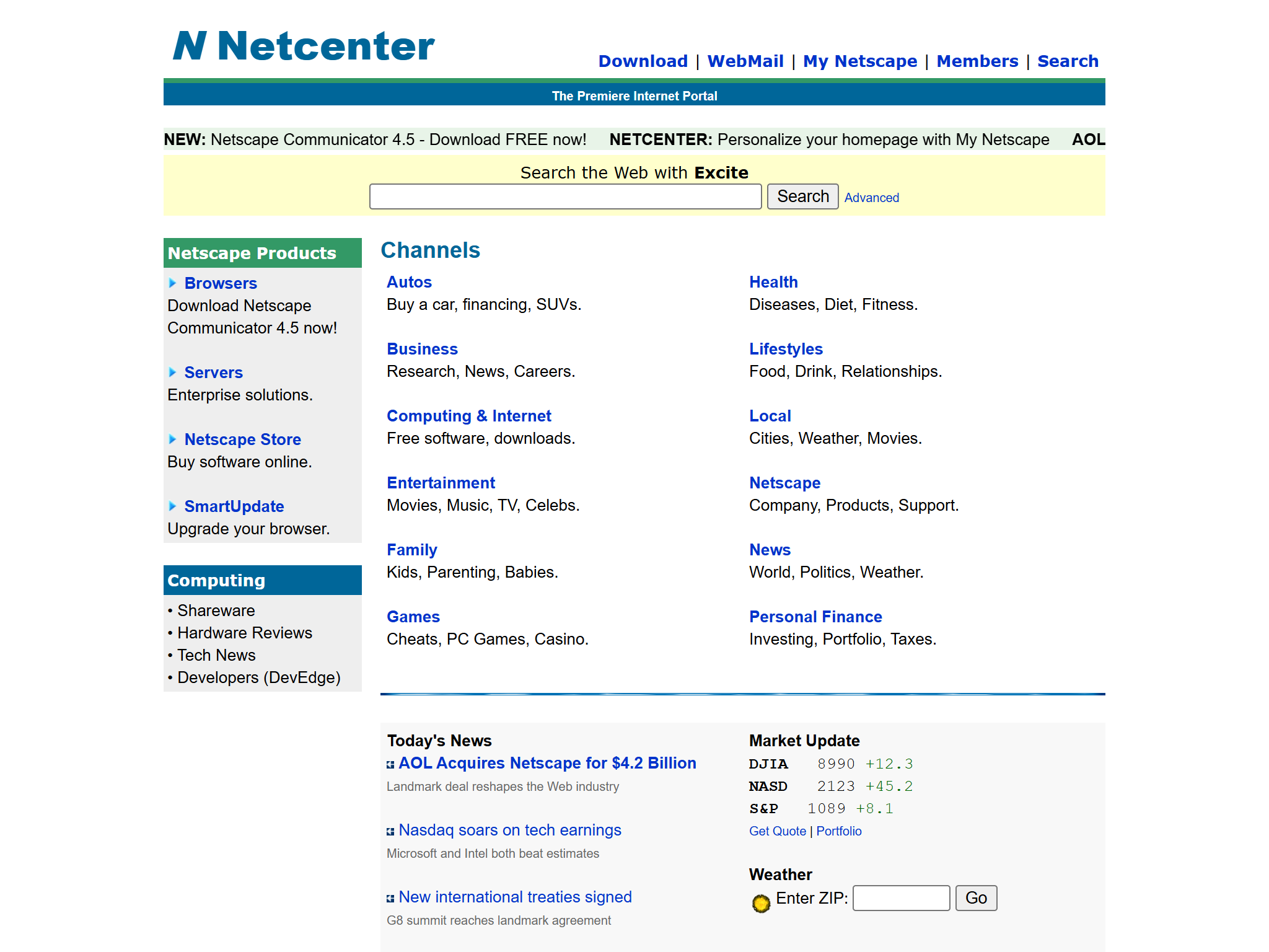 Netscape Netcenter, reimagined for 1998