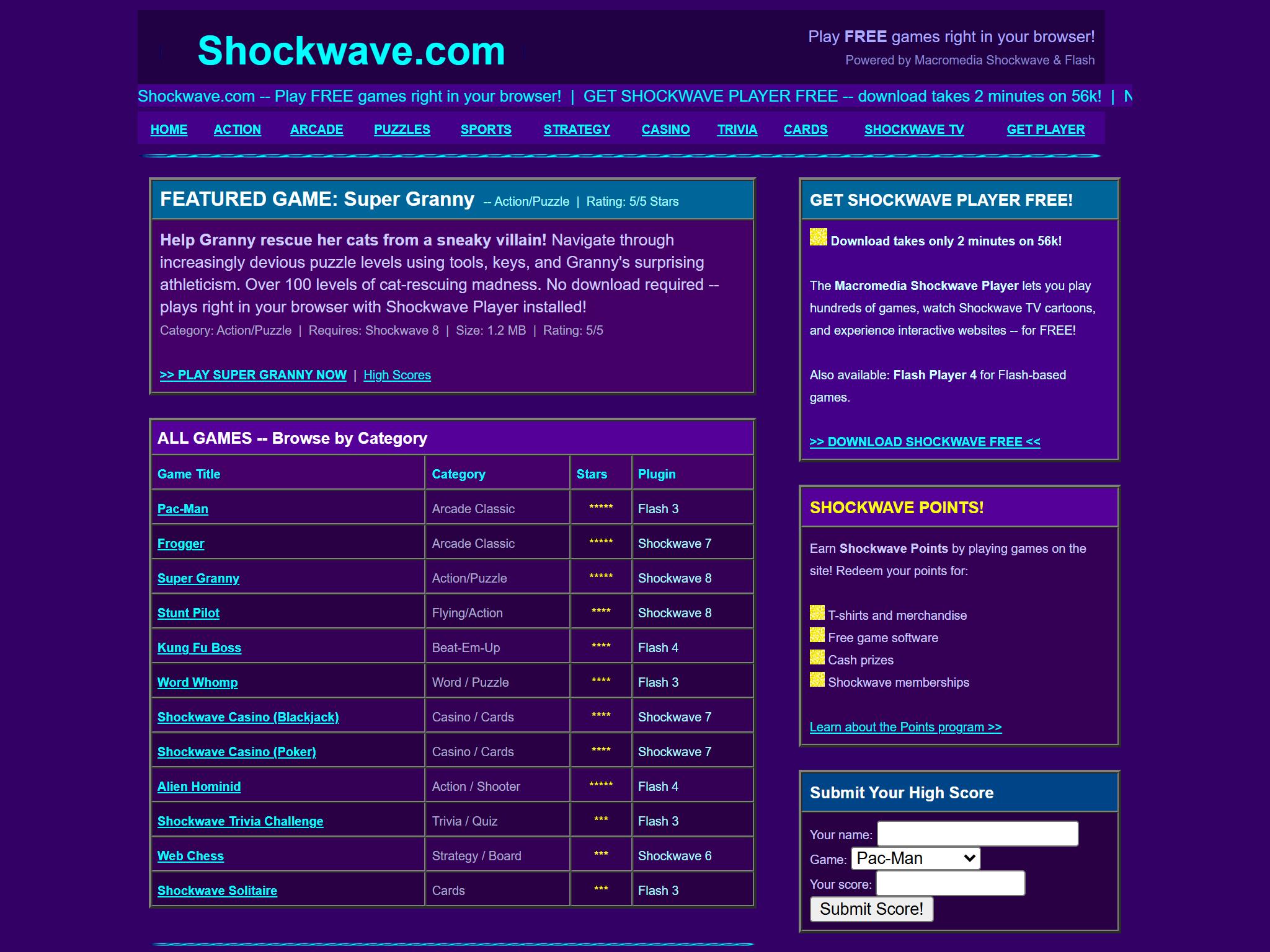 Shockwave.com, reimagined for 1998