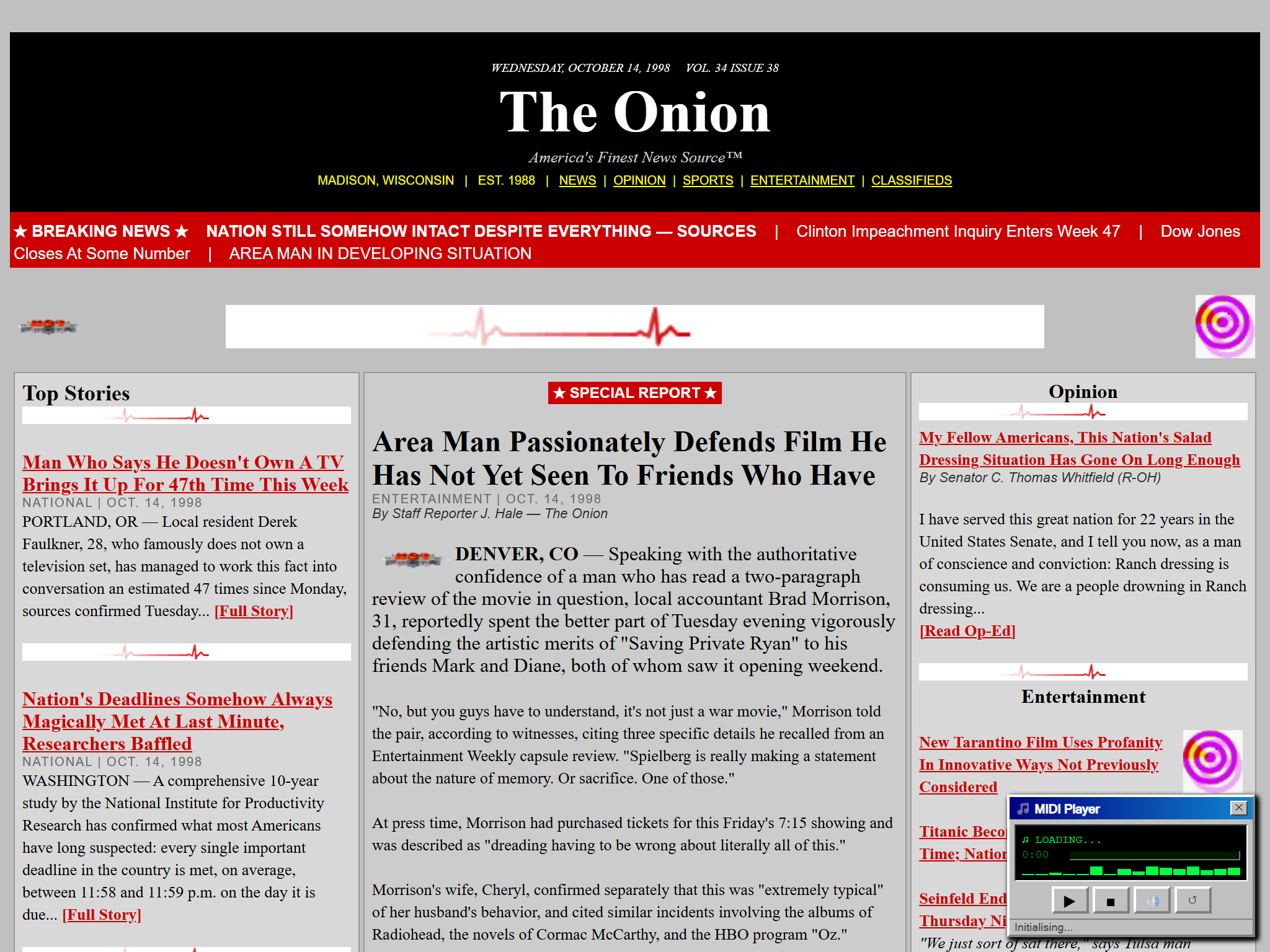 The Onion - America's Finest News Source, reimagined for 1998