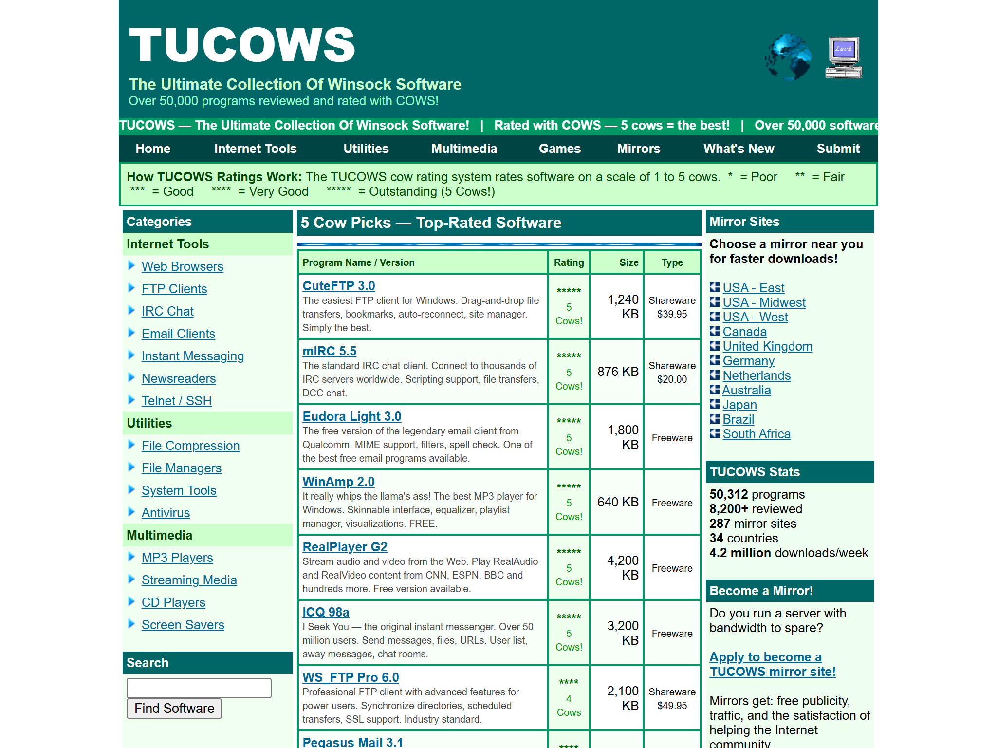 TUCOWS, reimagined for 1998