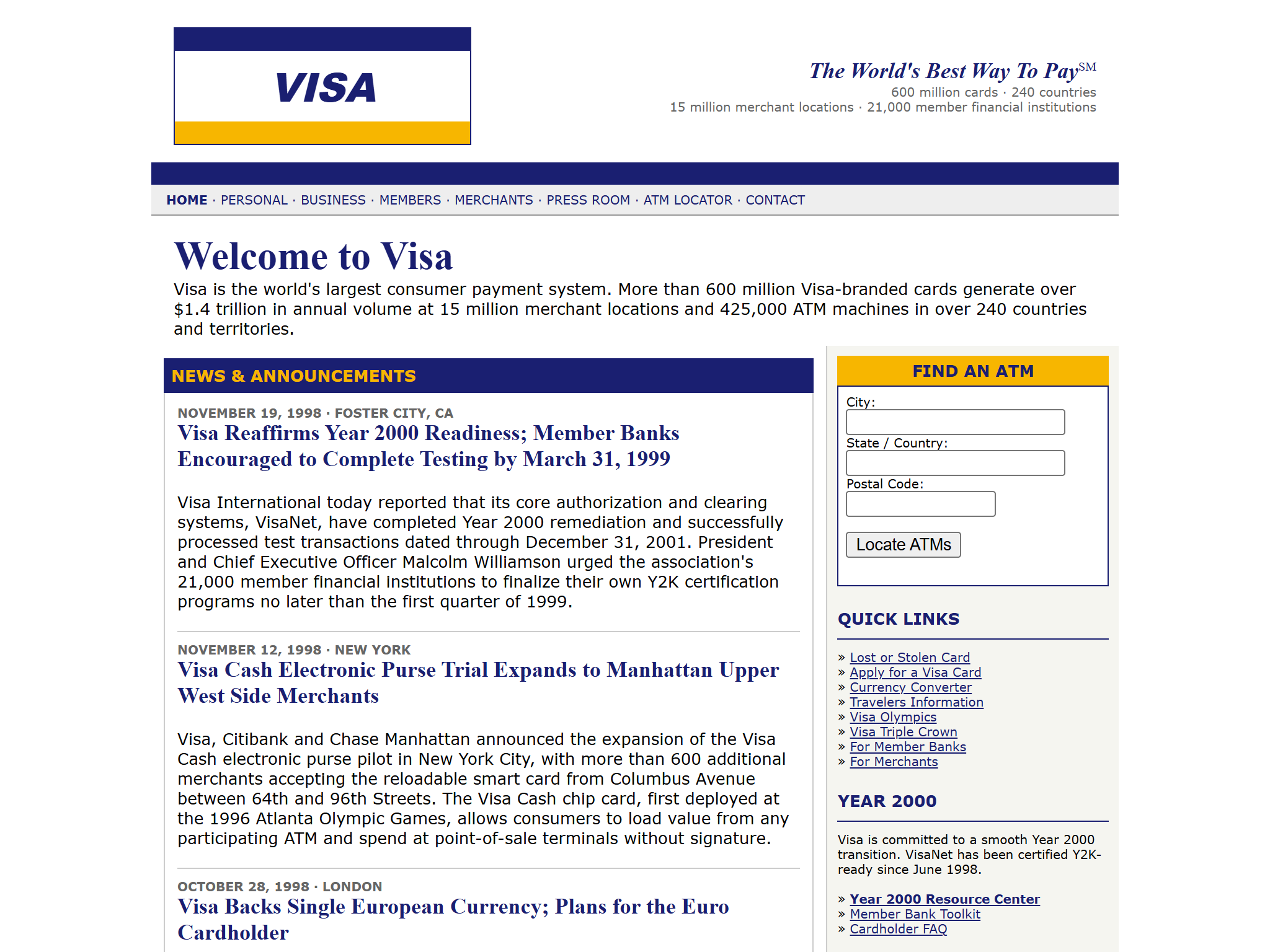 Visa International, reimagined for 1998
